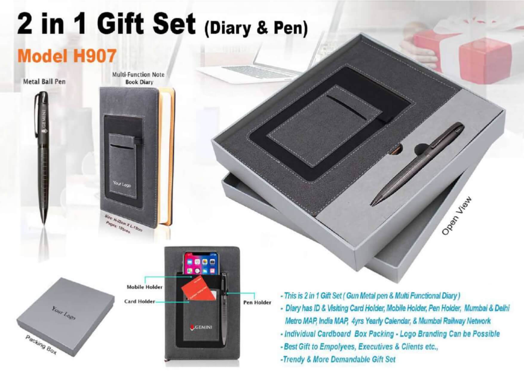 2 in 1 Gift Set Diary and Pen 907