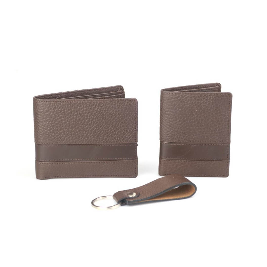 Wallet Card Holder Keychain Brown