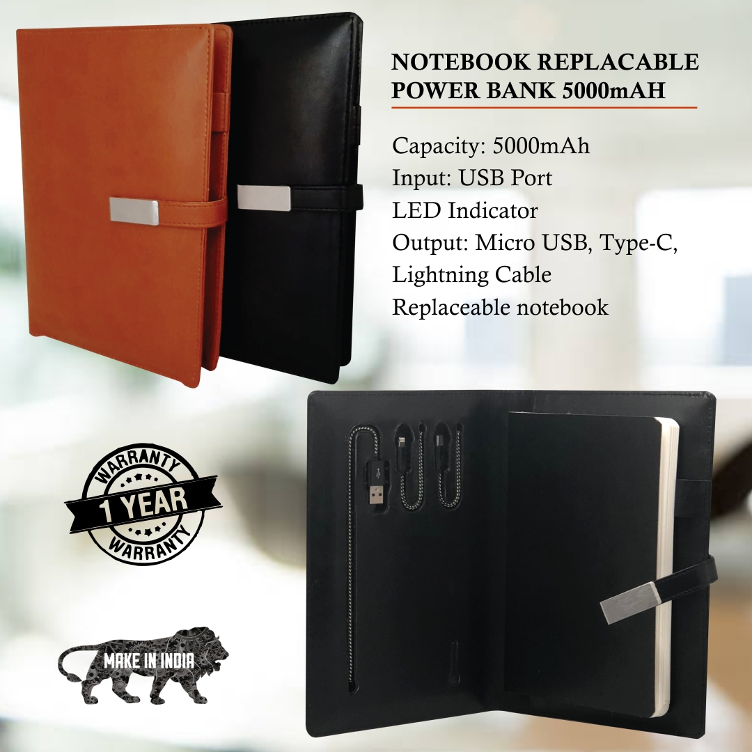 Notebook Replaceable Diary Power Bank 5000mAH