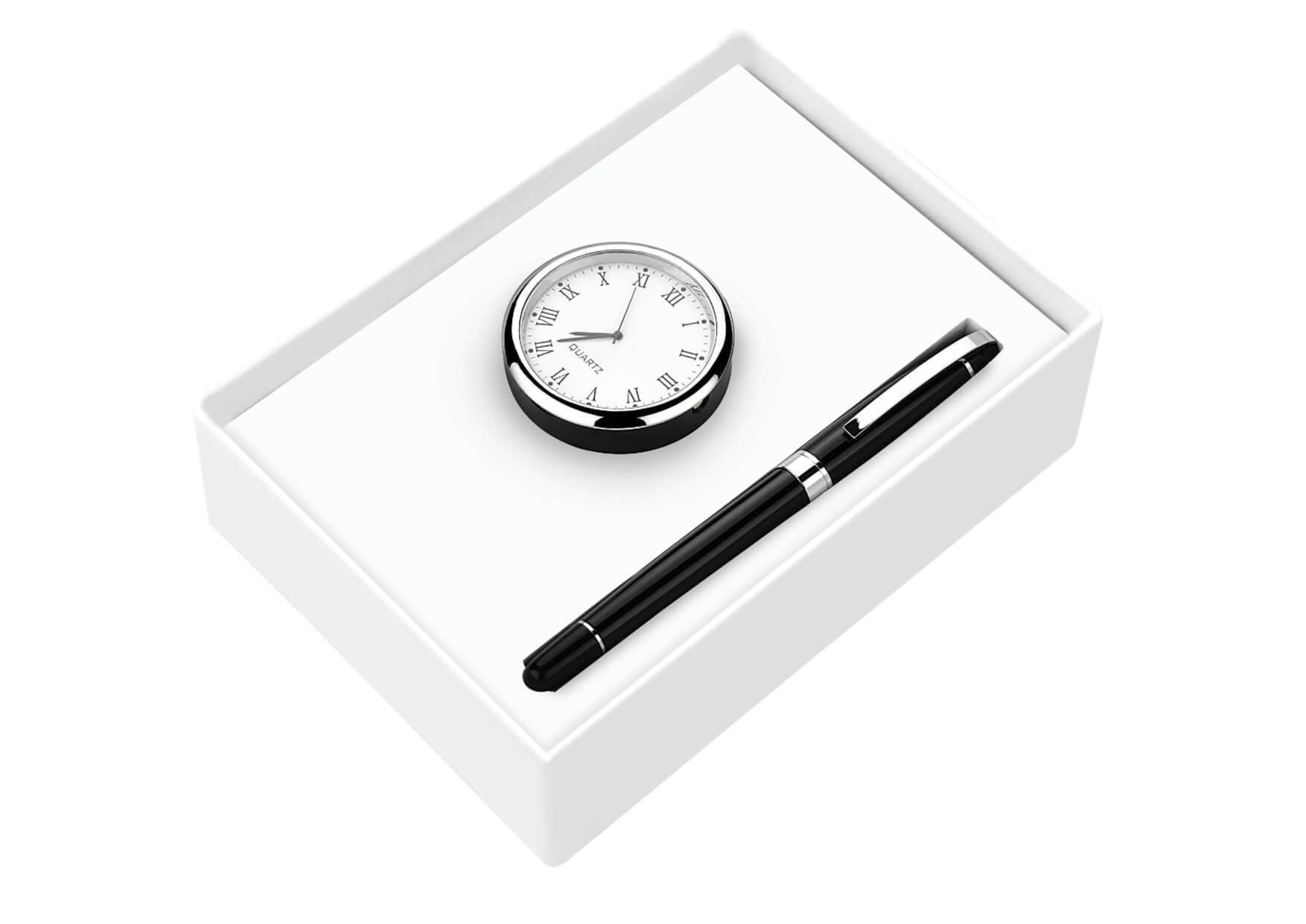 Clock and Premium Roller Pen Set 2 in 1 Leva