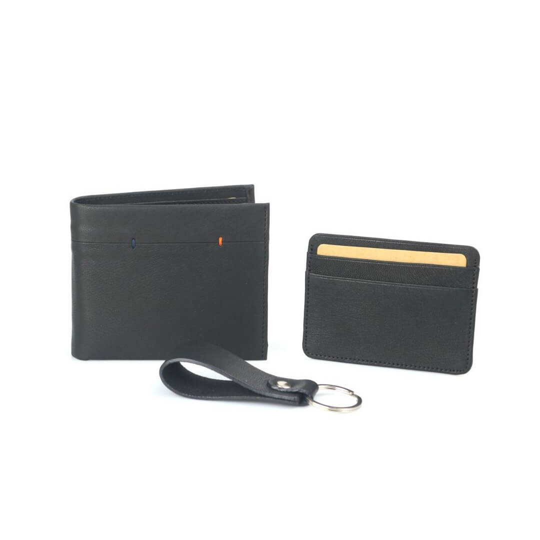 Wallet Card Holder Keychain Black