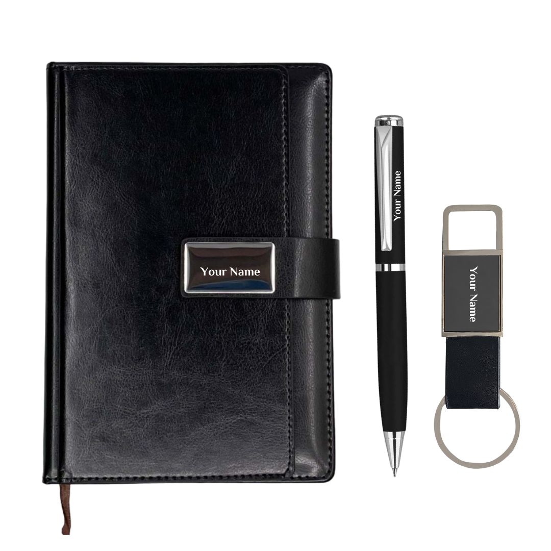 Giftana Personalized 3 in 1 Diary, Pen and Metal Keychain