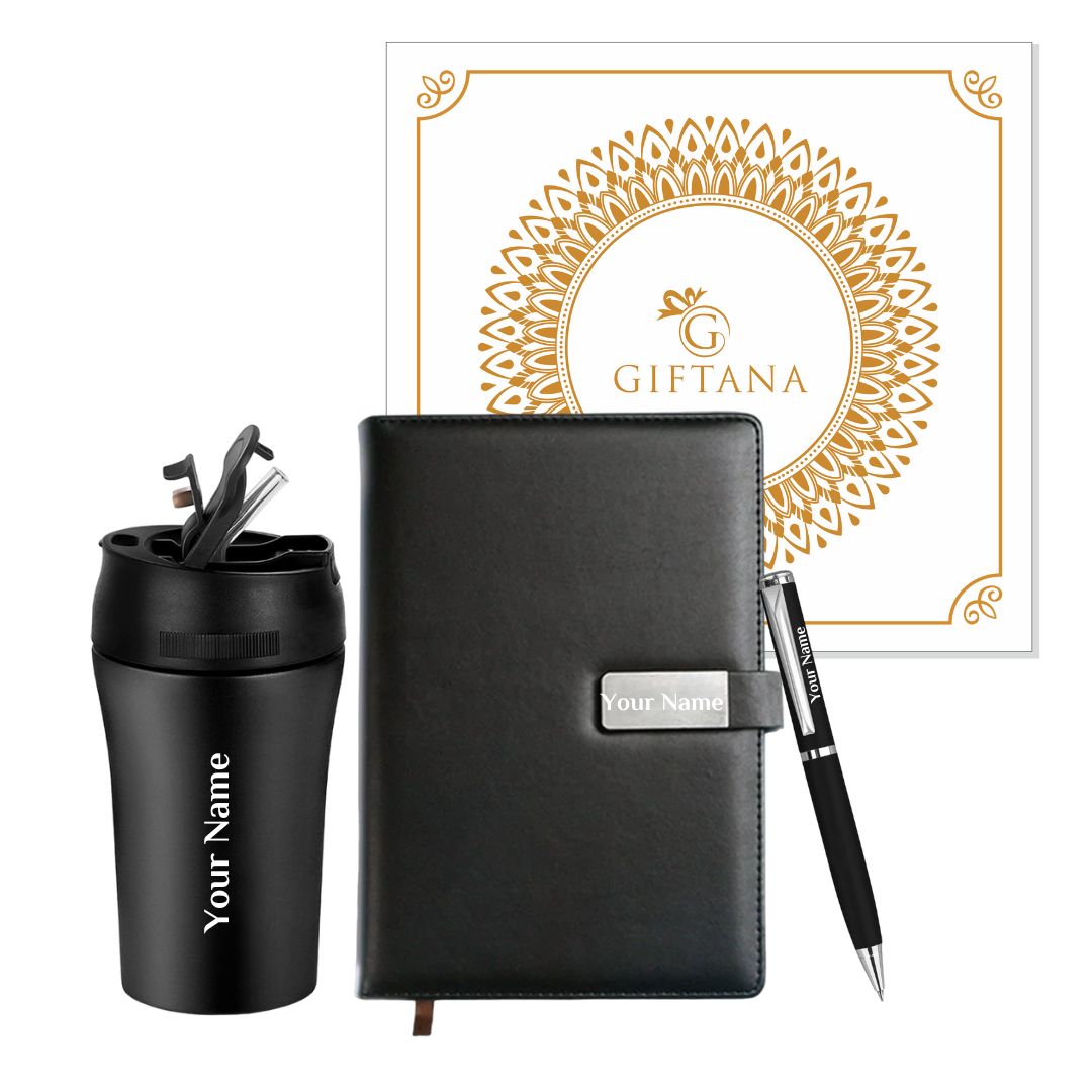Personalized Diary With Pen, Coffee Tumbler With Name