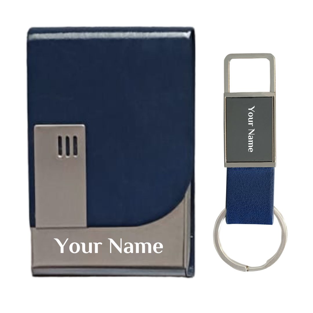 Customized Business Cardholder and Keychain with Name Engraved