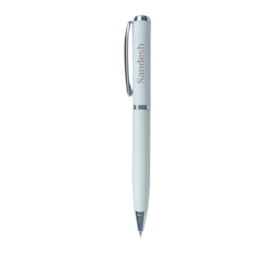 Personalized Name Metallic Ball Pen - White